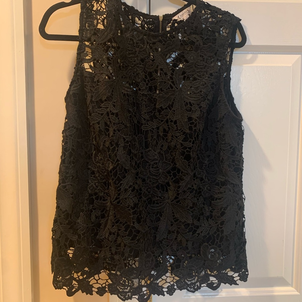 Black floral laced top